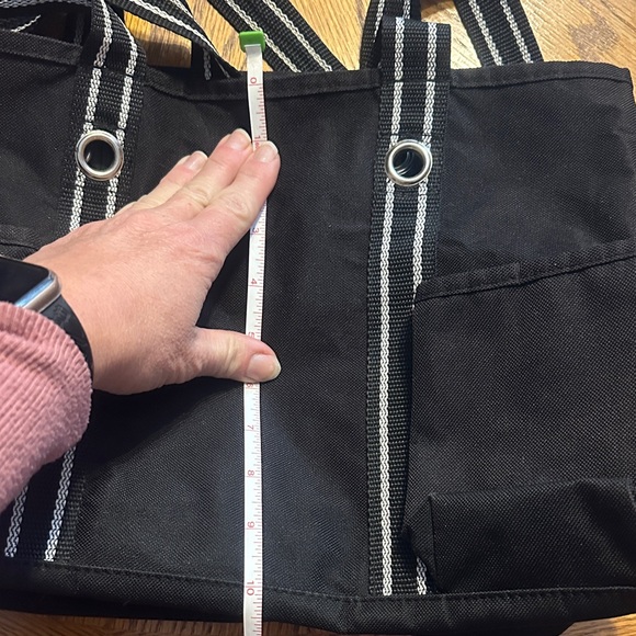 Thirty-One Black Tote with Striped Handles - Picture 10 of 10